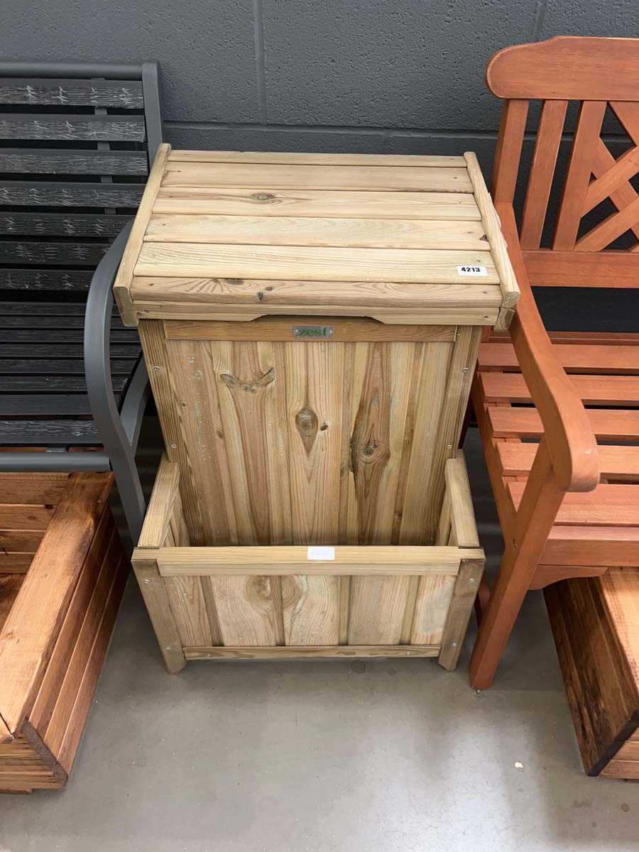 Lot 4213 - Zest wooden outdoor storage bin with front...