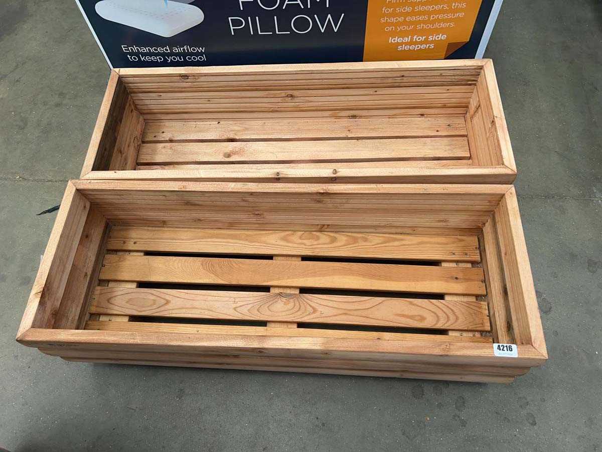Lot 4216 - Pair of low pine planters