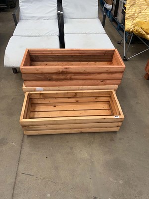 Lot 4217 - Pair of low pine planters together with one...