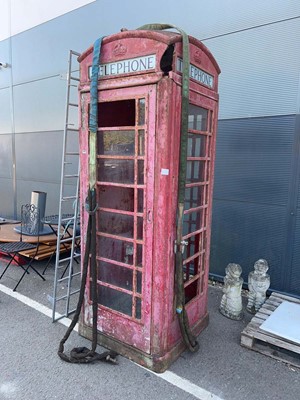 Lot 4234 - Vintage red telephone box plus a metal gate