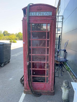 Lot 4234 - Vintage red telephone box plus a metal gate