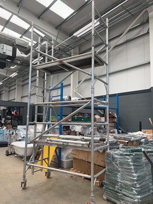 Lot 4394 - 2 tiered 4 wheeled aluminium scaffold tower...