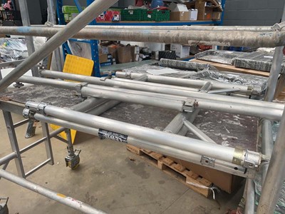 Lot 4394 - 2 tiered 4 wheeled aluminium scaffold tower...