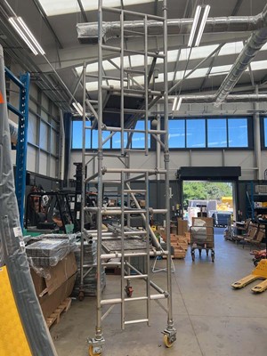 Lot 4394 - 2 tiered 4 wheeled aluminium scaffold tower...