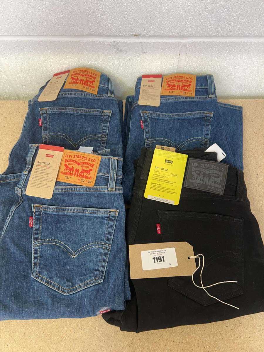 Lot 1191 - x4 pairs of Levi Strauss 511 slim jeans - all...
