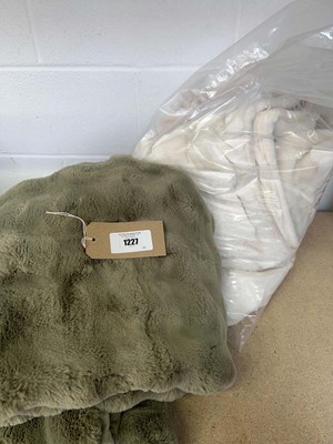 Lot 1227 - x2 House & Home faux fur throws in green & cream