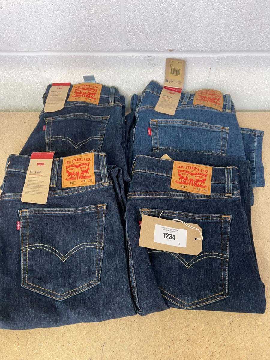 Lot 1234 - x4 men's Levi Strauss 511 slim jeans - sizes...