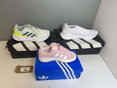 Lot 1982 - 3x Boxed pairs of Adidas trainers in various...