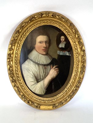 Lot 17th Century School, A half-length portrait of...