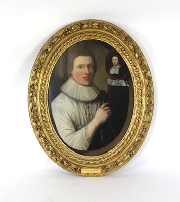 Lot 17th Century School, A half-length portrait of...