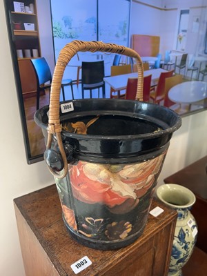 Lot 1004 - Metal bucket with wicker handle, the bucket...