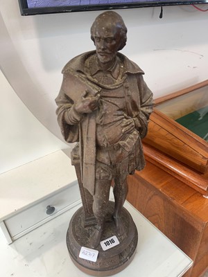 Lot 1016 - Patinated brass ornament of William Shakespeare