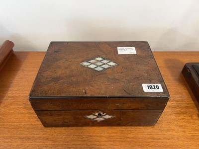 Lot 1020 - Victorian ladies mahogany work box with mother...