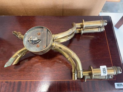 Lot 1031 - 2 brass wall sconces in the form of bamboo