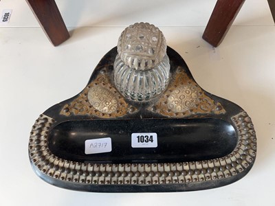 Lot 1034 - Decorative ink well on ebony coloured stand...