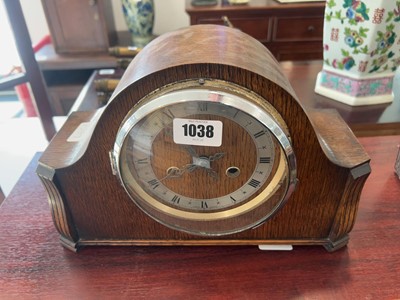 Lot 1038 - Oak cased Napolean type mantel clock
