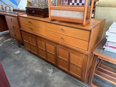 Lot 1045 - Mid Century teak sideboard with four upper...