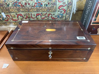 Lot 1048 - Victorian Rosewood writing slope with red...