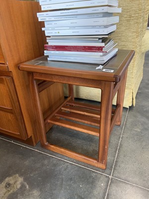 Lot 1051 - Mid Century teak tile topped occasional table