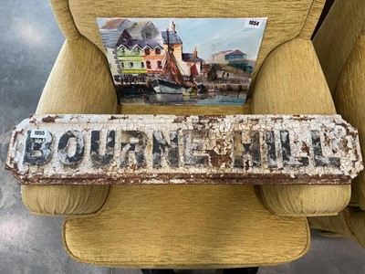 Lot 1055 - Reclaimed cast iron BOURNE HILL road sign