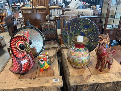 Lot 1059 - Collection of hand painted ornaments including...