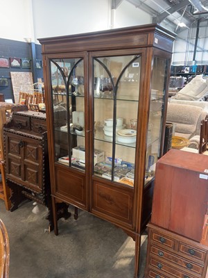 Lot 1068 - Edwardian mahogany inlaid display cabinet...