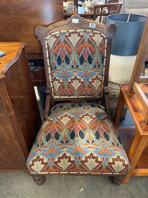 Lot 1072 - Oak framed nursing chair with patterned...