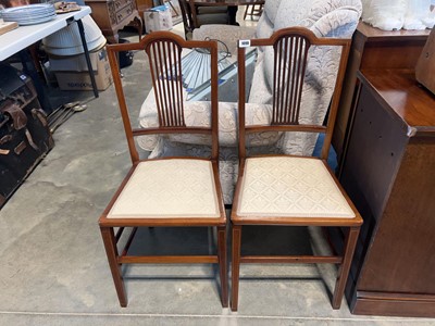 Lot 1090 - Pair of Edwardian mahogany inlaid chairs