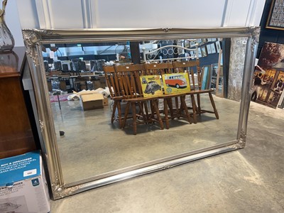 Lot 1095 - Large rectangular beveled wall mirror in...