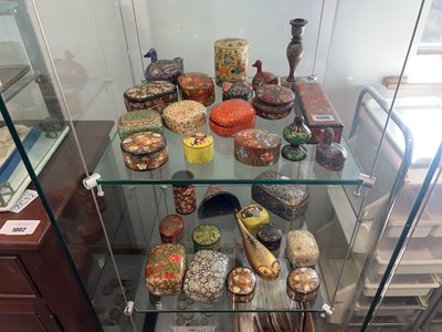 Lot 1306 - 2 shelves of ornamental trinket boxes of...