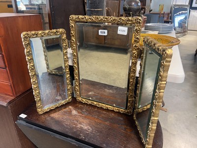 Lot 1328 - 3 panel folding dressing table mirror in gilt...