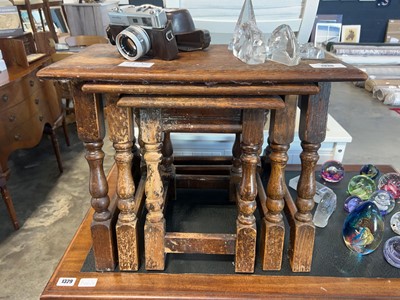 Lot 1330 - Dark oak nest of 3 coffee tables