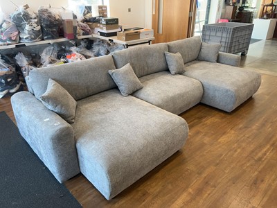 Lot 1359 - Modern grey fabric upholstered sofa