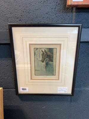 Lot 1371 - Signed print of a horse in stable 'Snaffles'...