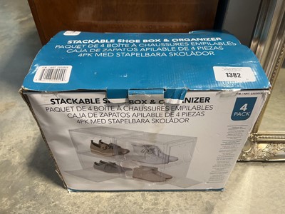 Lot 1382 - Boxed set of acrylic stackable shoe box...