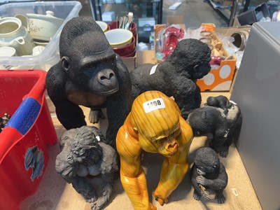 Lot 1408 - Collection of gorilla ornaments