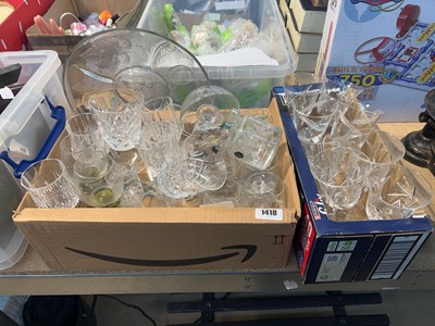 Lot 1418 - 2 boxes of various cut glass drinking vessels