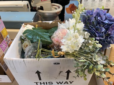 Lot 1430 - Box containing artificial flowers abd foliage