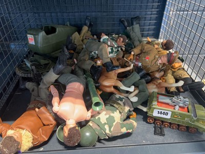 Lot 1440 - Cage containing Action Man figures and...
