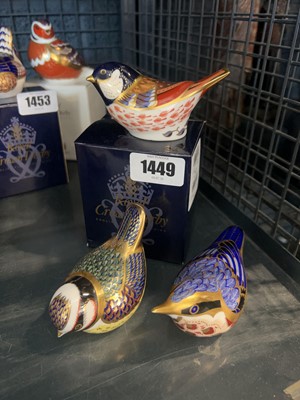 Lot 1449 - 3 Royal Crown Derby paperweight birds...