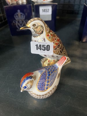 Lot 1450 - 2 various Royal Crown Derby bird paperweights