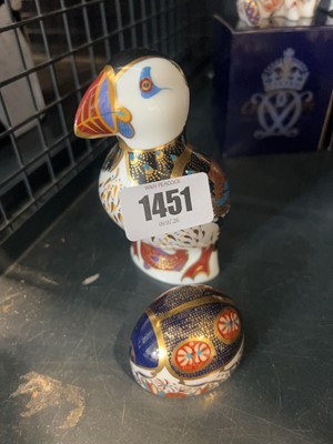 Lot 1451 - Royal Crown Derby Puffin and Dormouse...