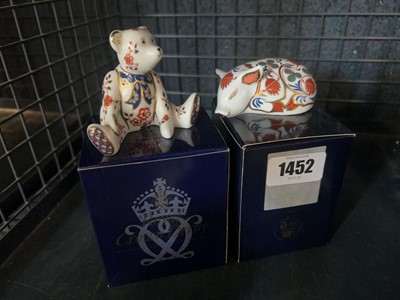 Lot 1452 - Boxed Royal Crown Derby Teddy and boxed Royal...