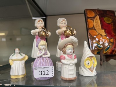 Lot 312 - Four Royal Worcester candle snuffers along...