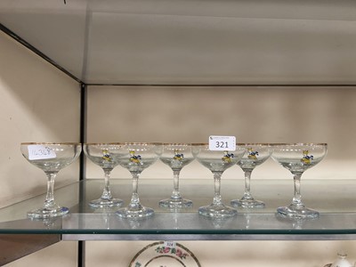 Lot 321 - Seven Babycham glasses