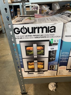 Lot 1123 - Gourmia dual basket air fryer, boxed