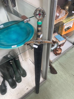 Lot 343 - A sheathed replica 'Excalibur' style sword