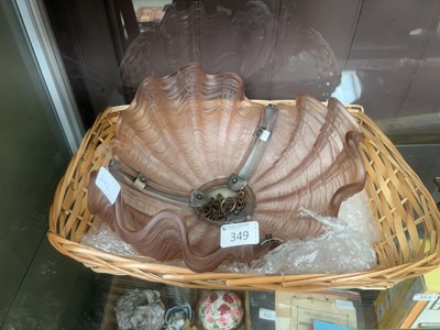 Lot 349 - An Art Deco pink glass seashell effect ceiling...