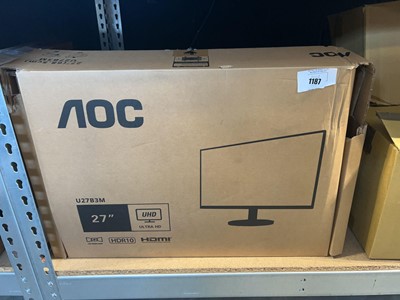 Lot 1187 - AOC U27B3M27" monitor, boxed