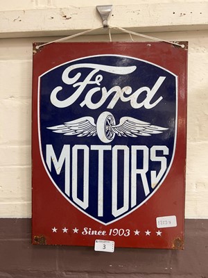 Lot 3 - An enamelled metalwork sign 'Ford Motors Since...